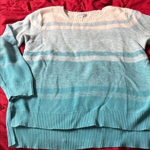 Liz Claiborne Teal and Cream Striped Sweater